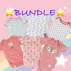 Bundle of 6 Pink and White Baby Onesies